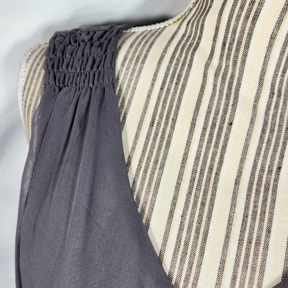 Epilogue Grey Sleeveless V Neck Partial Button Elastic Waist Dress Size Medium - Picture 3 of 12